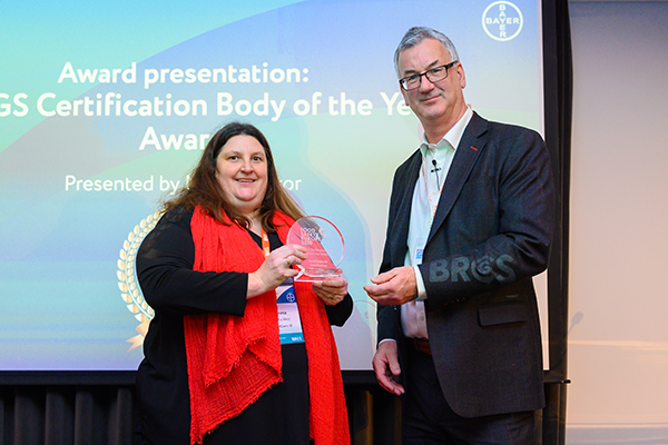 Emma West on behalf of FoodChain ID receives BRCGS Certification Body of the Year award
